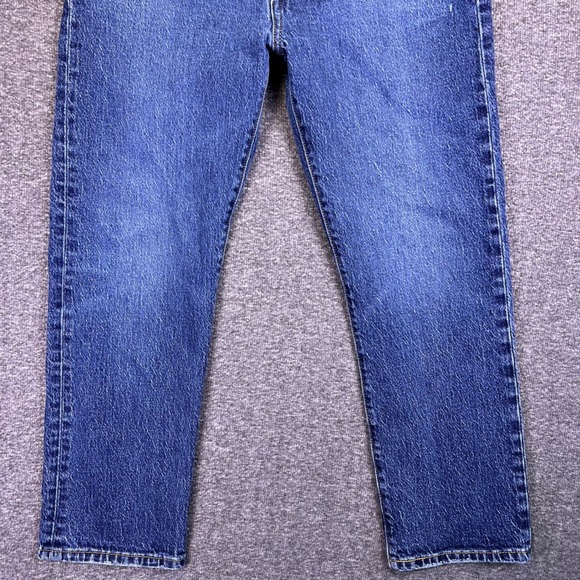 Levis 501 Jeans Womens 28x26 Dark Button Fly Distressed Stretch Denim Fits29x25 - Picture 9 of 16